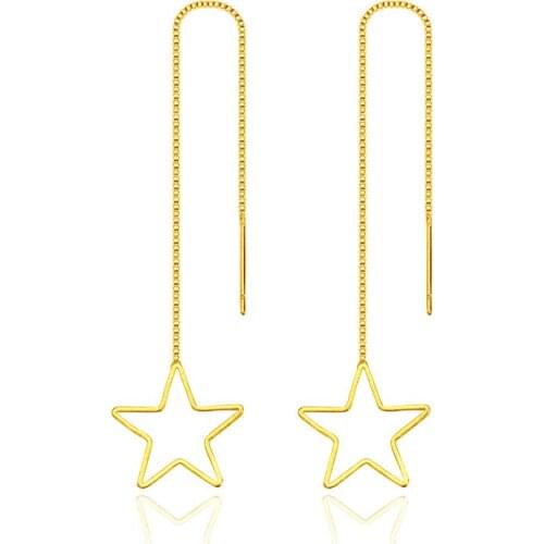 Yellow Gold Color Earring for Women Korean Fashion Long Tessel Dangle Earrings Temperament Birthday Party Dress Jewelry Gifts