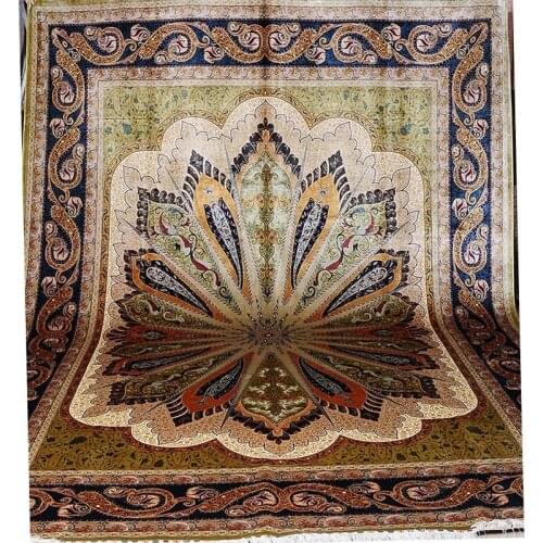 FangCun 9.84'x13.12' Handmade silk carpet evolved from the dome of the Blue Mosque in Cordoba for living rooms and offices