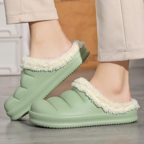 2021 Waterproof Winter Warm Shoes Woman Indoor Slippers Soft Plush Slippers Couples Anti-slip Home Slipper Female Floor Slides