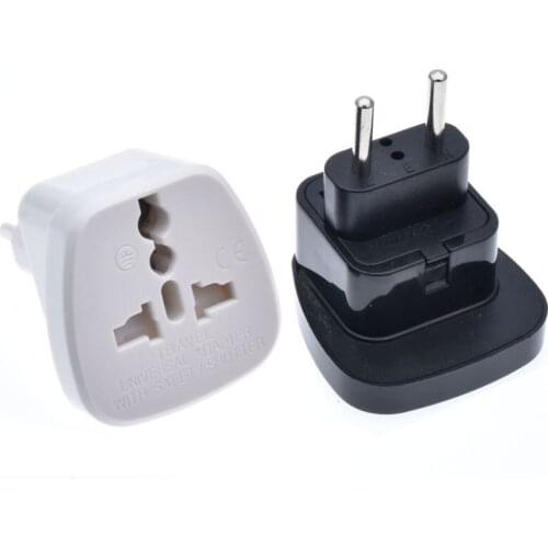 Universal to EU Europlug Electrical Plug Adapter AC100~250V 10A With Safety Shutter