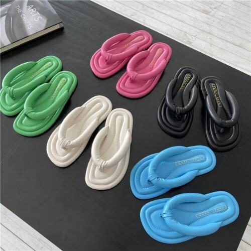 Thick Soled Platform Flip Flops Summer Shoes Candy Color Indoor Outdoor Slippers Sandals Non Slip Thong Slippers Casual Shoes