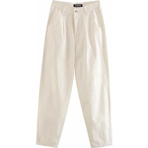 ZA Vintage Stylish Pockets Darts Jeans Women 2020 Fashion High Waist Zipper Fly Denim Harem Pants Chic Jean Femme Trousers