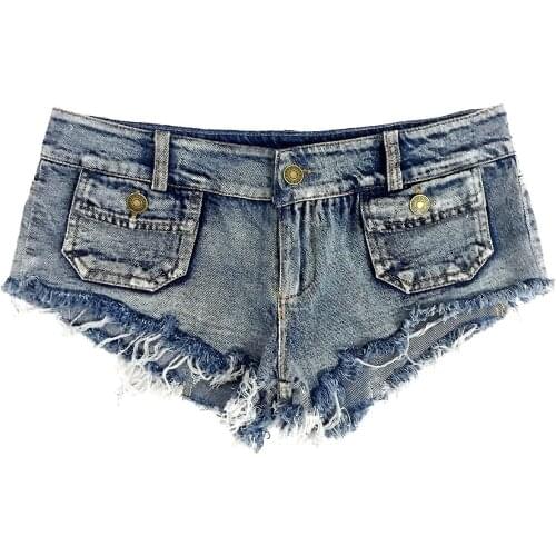 Women Sexy super denim shorts Summer denim cotton hole Low waist shorts Ladies Skinny Sexy club super short jeans