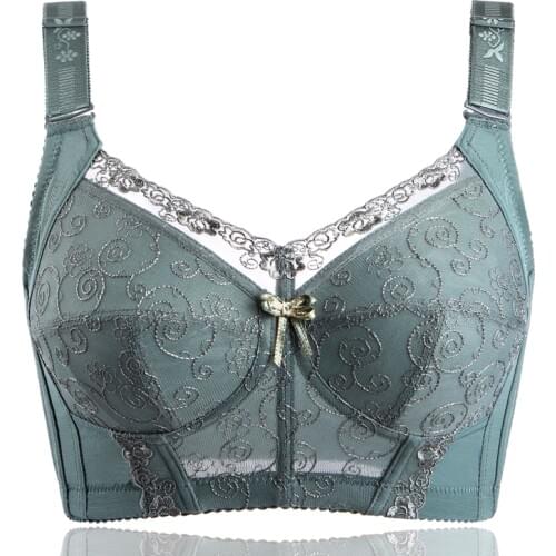 Womens Big Size Full Coverage Floral Embrodiery Ultra-thin Bra Lingerie 34 36 38 40 42 B C D E F