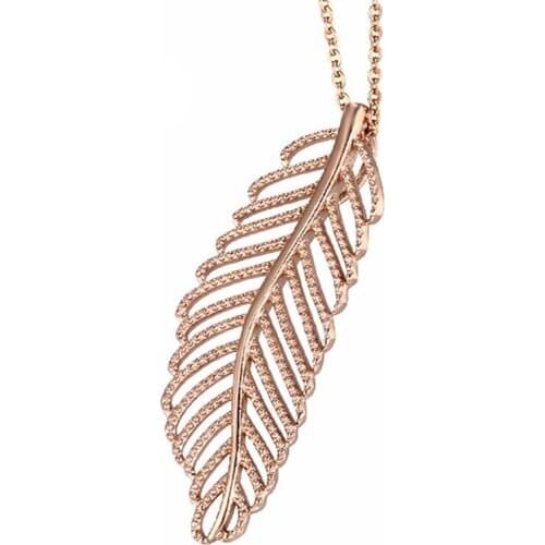 RIR Simple Style Tree Leaves Exquisite Necklace Stainless Steel Plant Temperament Ladies Jewellery Necklaces