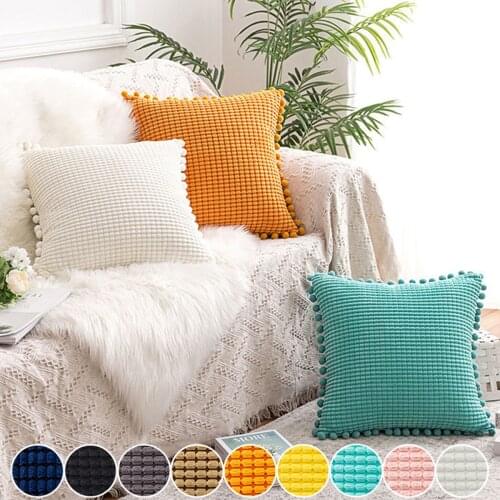 1pcs European Style Plush Corduroy Living Room Sofa Pillowcase Fabric Solid Color Cushion Cover Home Pillow Covers Decorative