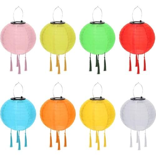 10inch LED Solar Lanterns Solid Color Festival Light Waterproof Hanging Global Lamp Chandelier with Tassel Landscape Lighting