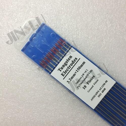 10PCS 2% red tip WT20 Thorium Tungsten electrode 3.2mm for TIG welding