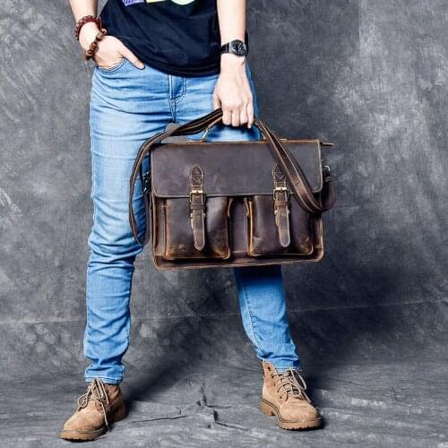 16 inch Handmade Leather Satchel Tan Briefcase Laptop Portfolio Messenger Man Bag Real Leather Portfolio Attache Business Bag
