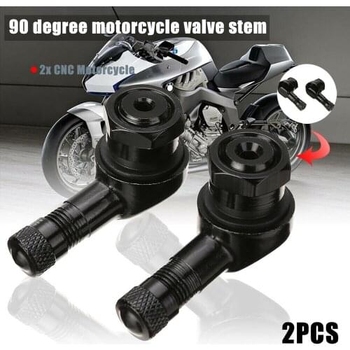 2Pcs Motorcycle Aluminum 90 Degree Angle Motorbike Wheel Tire Stem Tubeless Valve Cap Replacement Accessories