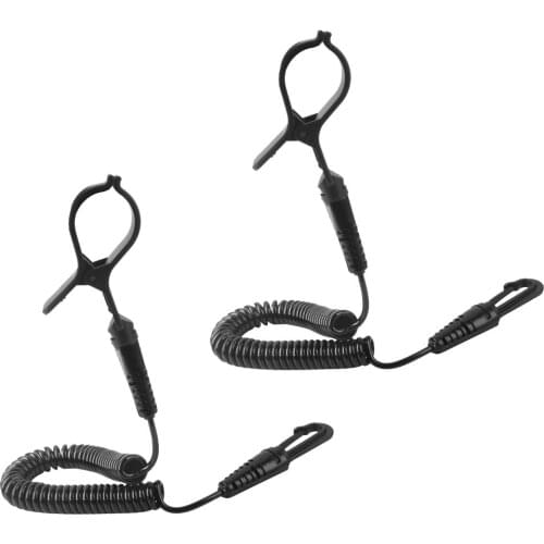 2 Pieces/ Set Coiled Kayak Canoe Oar Paddle Leash Safety Fishing Rod Coil Tether with Hook Clip