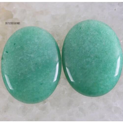 2Pcs/Lot 22x30MM Oval Natural Stone Bead Green Aventurine CAB Cabochon For Jewelry Making DIY Bracelet Necklace K521