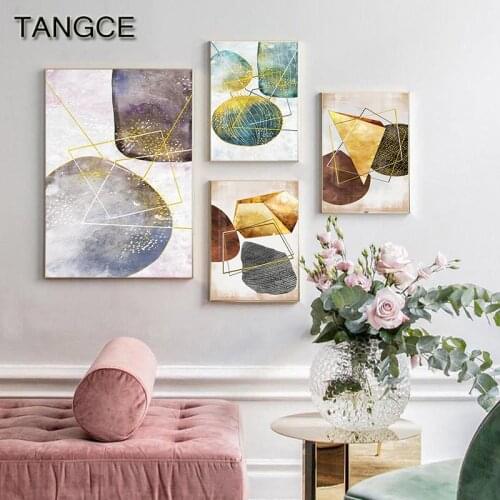 Abstract Colorful Stones Canvas Painting Yellow Purple Poster Green Print Unique Wall Art Pictures for Living Room Fashion Decor
