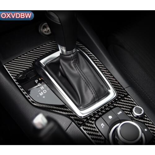 For MAZDA 3 Axela accessories Center Console Gear Panel decorate carbon fiber automotive interior trim stickers LHD RHD Styling