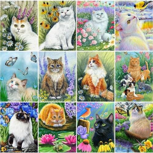 EverShine DIY Diamond Painting Cartoon Cat Full Square Diamond Embroidery Animal Cross Stitch Mosaic Rhinestones Handmade Gift