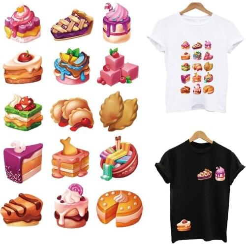 Appliques thermo stickers on clothes fruit cake stripes Iron-on transfers for clothing heat-sensitive patches custom patch