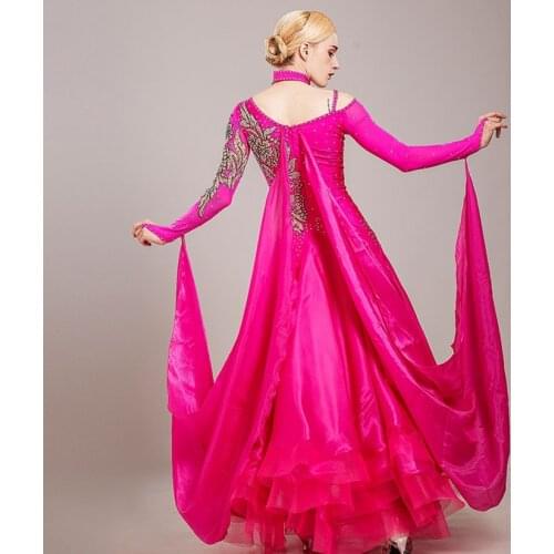 White ballroom dance competition dress for ballroom dancing viennese waltz dress ball dress luminous costumes for dance clothing