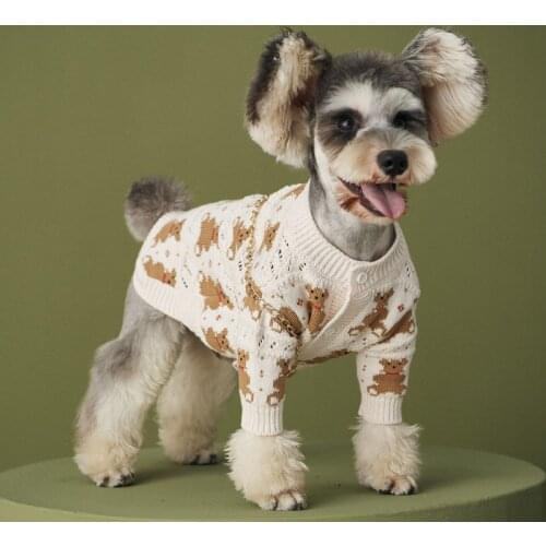 Free Shipping Dog Clothes Dog Sweater Knitwear Pet Knitting Shirt Cardigan Classic Fashion Yorkie Poodle French Pull Maltese