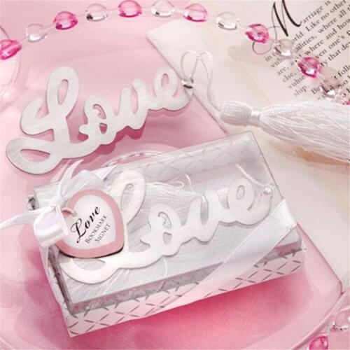 Free Shipping Wedding Favors And Gifts "Words of Love" Silver Metal Bookmark Birthday Party Decoration Products 50Pcs/Lot