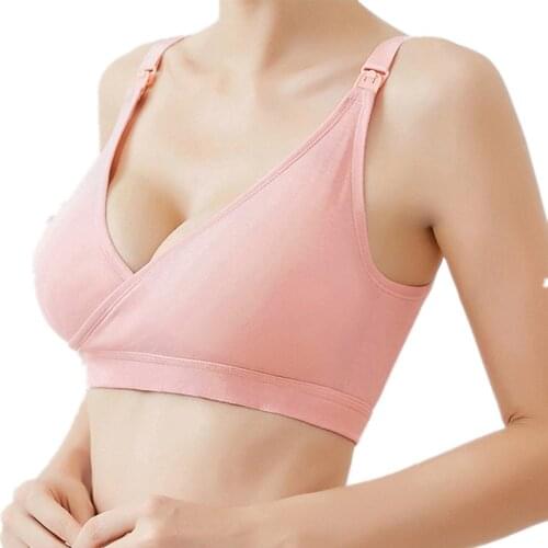 Maternity Cotton Nursing Bra Summer No Steel Ring Large Size Cross-Up Buckle Sleeping Sports Comfortable Breathable Bra