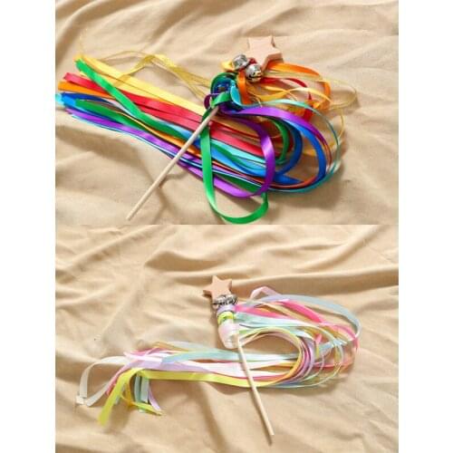 Wooden Star Magic Wand Colorful Ribbon Princess Fairy Tale Sensory Toy Montessori Childrens Puzzle Toy Baby Molar Stick