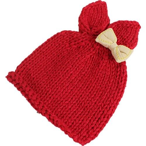 Baby Hat For Kids Boy Girl Knitted Hat Windproof Knitted Hat Wool Cap Bowknot High Elastic Fashion Winter Warm Accessories
