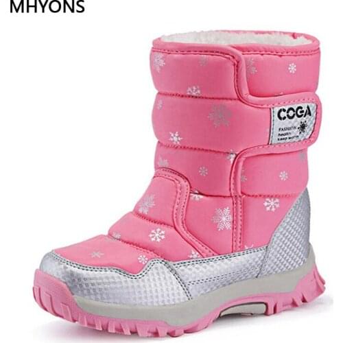 MHYONS Kids Boots Cotton Warm Plush Winter Girl Boots Fashion Waterproof Childrens Shoes Girls Boys Boots Perfect For Kids A901