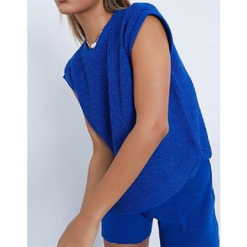 Dourbesty Sweater Vest + Shorts 2 Pcs Women Knit Outfits Loose Street Clothes Femme Fashion Matching Sets Loungewear 2021 New