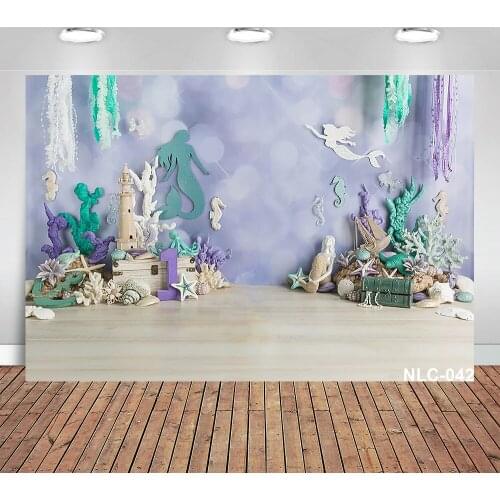 Under The Sea Photography Background Ocean Mermaid Theme Girl Birthday Party Pearls Starfish Shell Backdrop Photo Studi