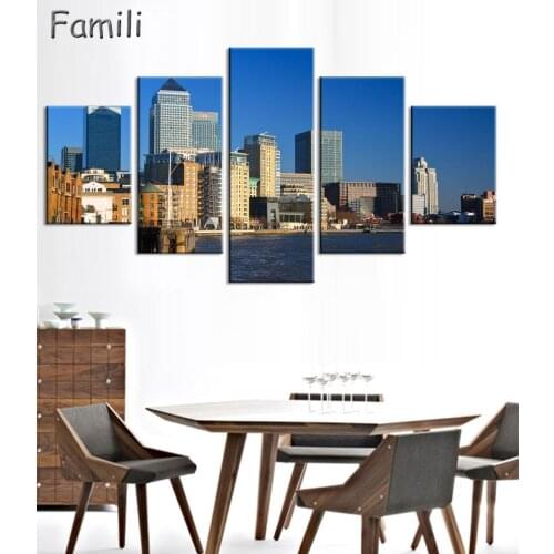 Home Decor Frame Modern HD Printed Canvas Painting 5 Pieces Black White Wall Art Pictures London City Streetscape Poster PENGDA