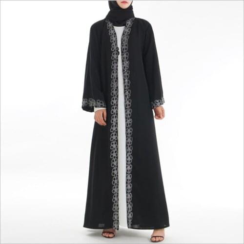 Muslim Nida Abaya Kaftan Marroquino Black Ropa Arabe Ramadan Jalabiya Dress Women Burqa Dresses Hijab Robe Open Abaya Caftano KJ