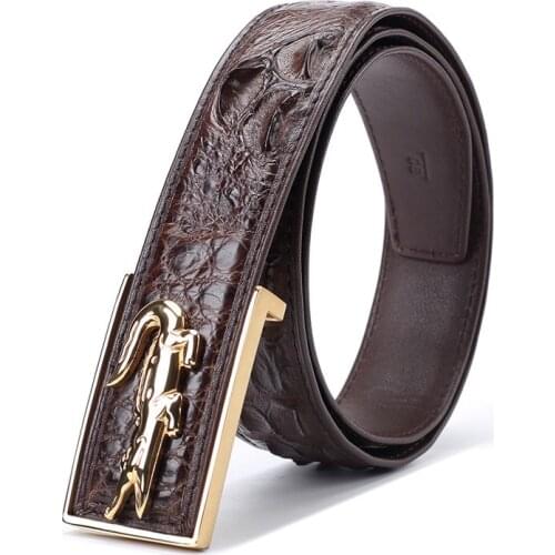 2019 Male Belt Geniune Crocodile Strap Luxury Alloy Buckle Belts For Men Fancy Bintage Jeans Cintos Masculinos Ceinture Homme