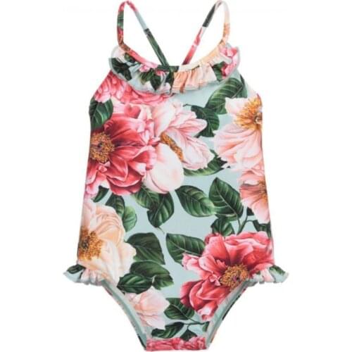 2019 New Baby Girl Swimwear Children Swimsuit Toddler Girls Clothes Kids Swimsuit Leopard Floral One Piece Swimwear 80-150cm