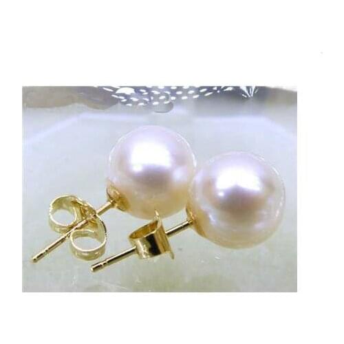 New Arrival Favorite Pearl AAA Top Quality 6.2MM White Akoya Pearl Stud Earrings 14k Gold Plated Hook Charming Lady Gift