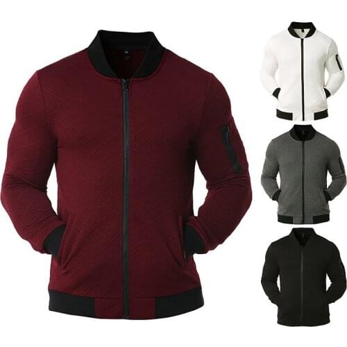 Autumn New Casual Slim Jacket Hollow Mens Quilted Cotton Tooling Jacket Bomber Jacket