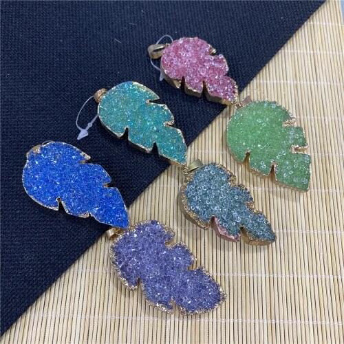 Leaf Shape Resin Diamond Pendant Necklace Bracelet Fashion Jewelry Accessories Used for DIY Jewelry Making Size 25x50-30x60mm