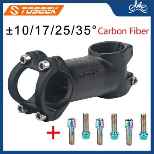 Toseek Carbon Stem 17Degrees Mountain Bike handlebar stem Matte 31.8mm Ultralight Stems 50/60/70/80/90/100/110/120mm Bmx Parts