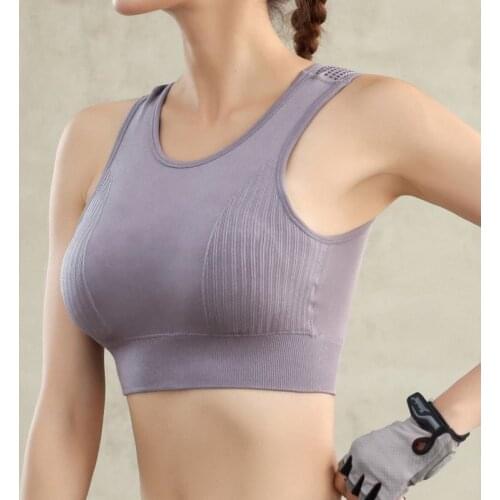S-XL Rimless Sports Bra Solid Color Vest Style Breathable Hollow Beauty Back Shockproof for Yoga Running 3 Colors Choose