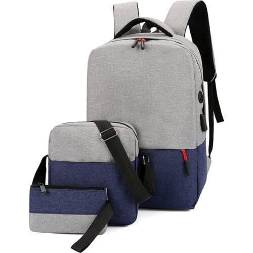 3 Pcs/set Student School Bag Boys Teenager Backpacks Waterproof USB Charging Backpack Schoolbag For Teenagers Girl Student Book