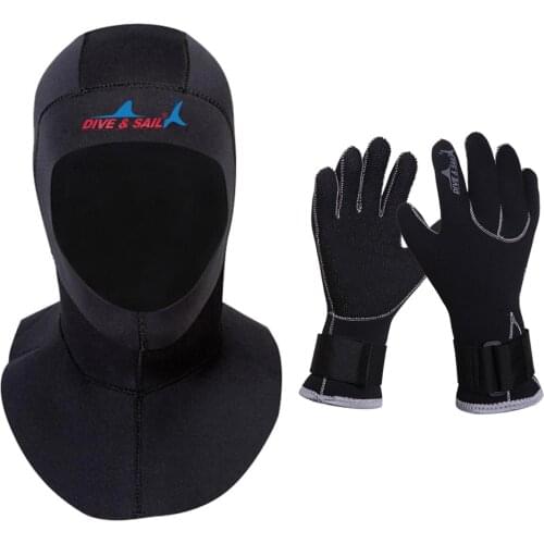Diving Hood Hat Snorkeling Dive Adjustable Wetsuit Gloves Underwater