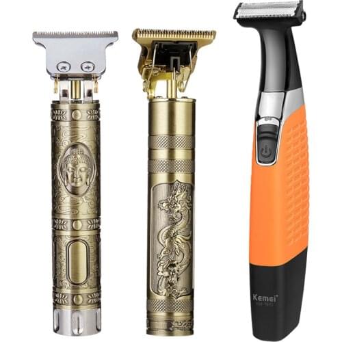 Kemei Beard Trimmer Barber Professional Hair Clipper T Shaped Cutting Machine Haircut Mens Shaver One Blade Cordless Male Mower
