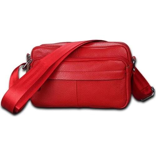 ON SALE ! Genuine Leather Shoulder bag Women Top Grain Cow Leather Shoulder bags Female New fashion Womens Bag Red Black Brown