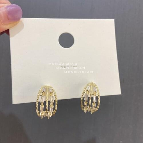 MENGJIQIA Fashion Delicate Micro Paved Zircon 3 Line Metal Hoop Earrings For Women Girls Geometric Circle Brincos Party Jewelry