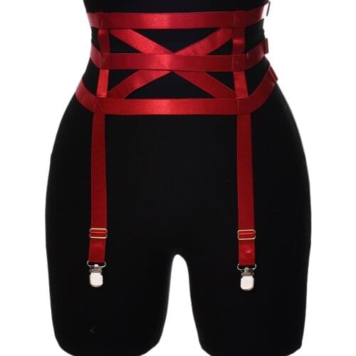 Women Sexy Stocking Garter Belt Punk Bondage Body Harness Cage Rave Wear Suspender Lingerie Goth Harness Leg Garter