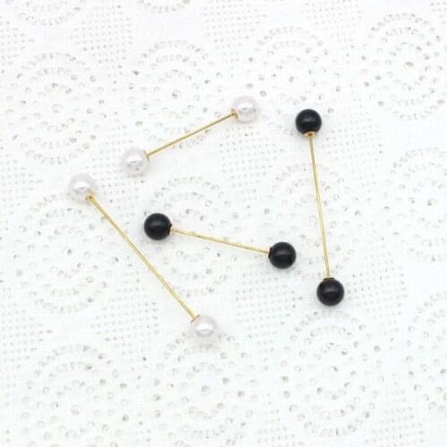 1pair Simple temperament natural high-grade pearl versatile collar needle cardigan clip word pin clothing accessories
