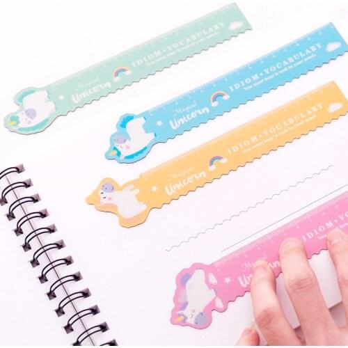 1Pc Unicorn Magnetic Ruler Kawaii Stationery Novelty Cute Rulers Student Soft Design Ruler Set Of Drafting Rules School Supplies