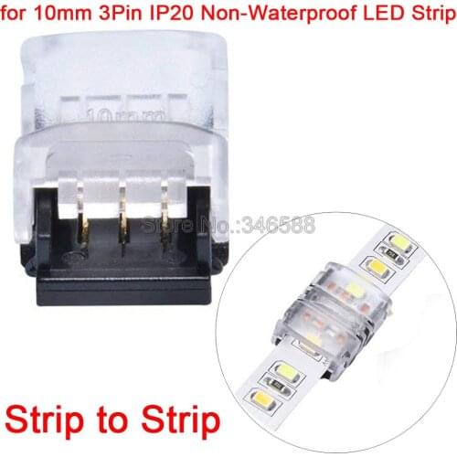 10pcs 3Pin 10mm Strip to Strip Solderless Quick Connector for IP20 Non-waterproof 5050 SMD Dual Color CCT LED Tape Strip Light