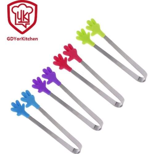 2pcs 5.5 inch stainless steel cube sugar clips ice clip mini silicone food clip kitchen gadgets children barbecue clip