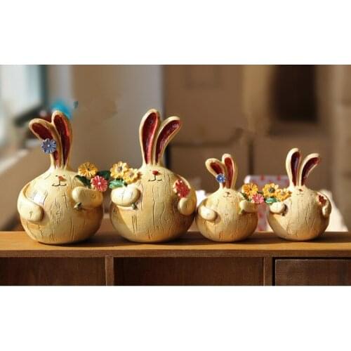 2pcs/lot Zakka Lovely Home Furnishing Creative Rabbit Lover Resin Craft Table Home Decoration Hot Sale JL 007