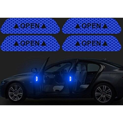 4Pcs/Set Car Open Reflective Tape Warning Sign Sticker Night Driving Safety Luminous Anti-collision Stripes Car Door Stickers
